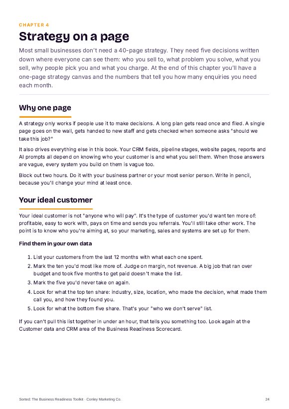 Sample page: Strategy on a page