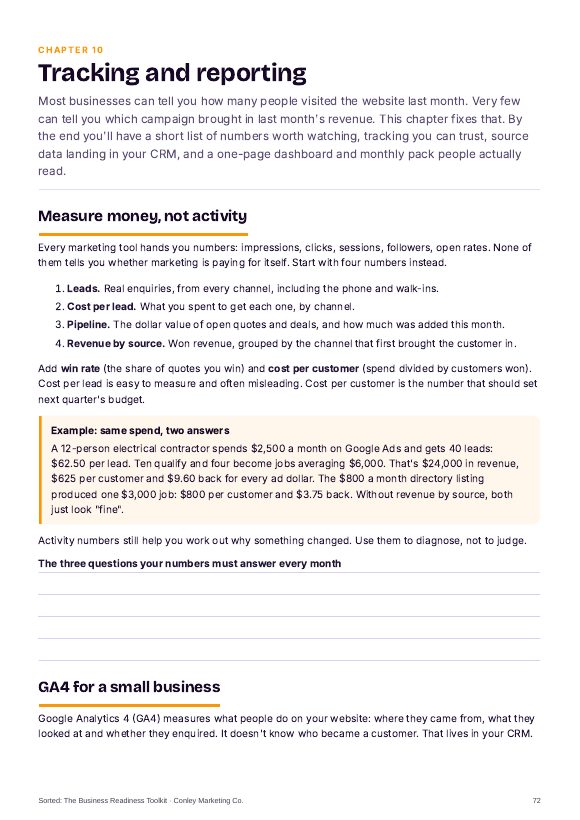 Sample page: Tracking and reporting